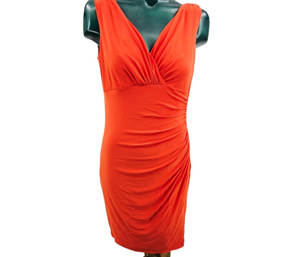 Lauren Ralph Lauren Orange Sleeveless Stretch Mini Dress Women's 6 3629